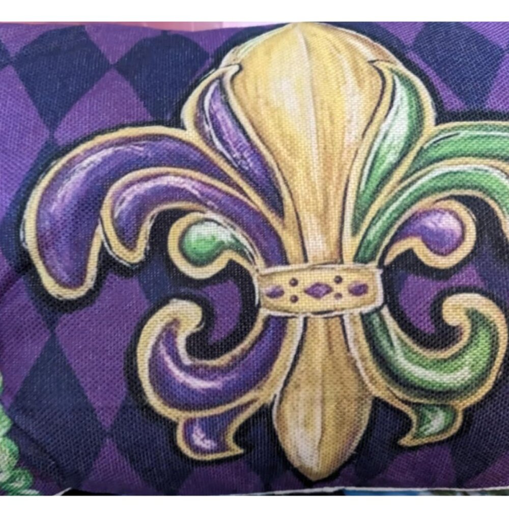 Mardi Gras Pillow Cover Fleur De Lis Decor Decorative Accent Lumbar Case 12x20 - Picture 5 of 7